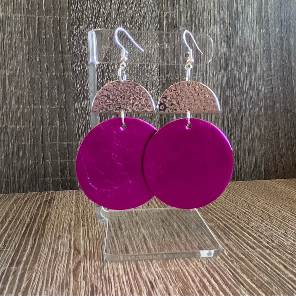Pink Matellic and Silver Earrings